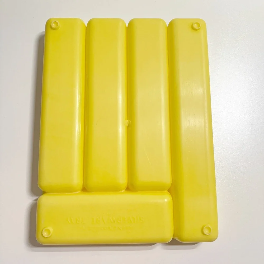 Vintage MCM Lustro-Ware Silverware Tray 10 x 13 Utensil Yellow Plastic Kitchen
